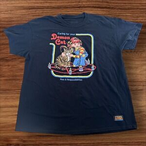 Steven Rhodes Demon Cat T-Shirt Pets Responsibilities Graphic Tee Men's‎